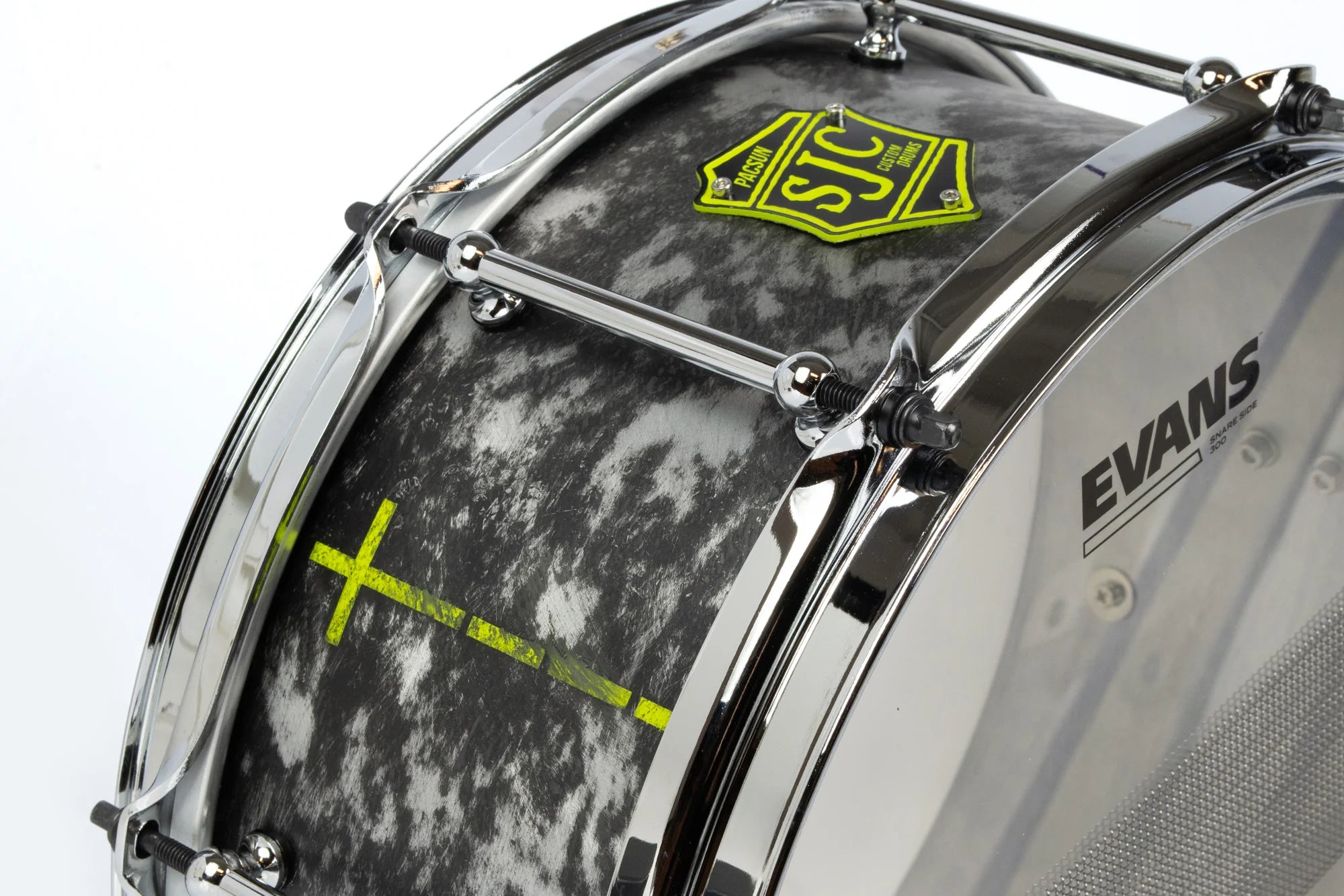 SJC Custom Drums Kevin 'Pacusn' Kaine x Knocked Loose Signature 'Suffocate' USA Snare Drum - 6x13" - Distressed Aluminum