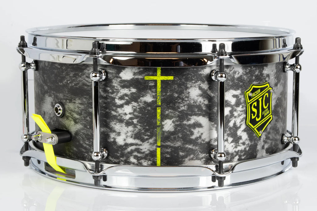 SJC Custom Drums Kevin 'Pacusn' Kaine x Knocked Loose Signature 'Suffocate' USA Snare Drum - 6x13" - Distressed Aluminum