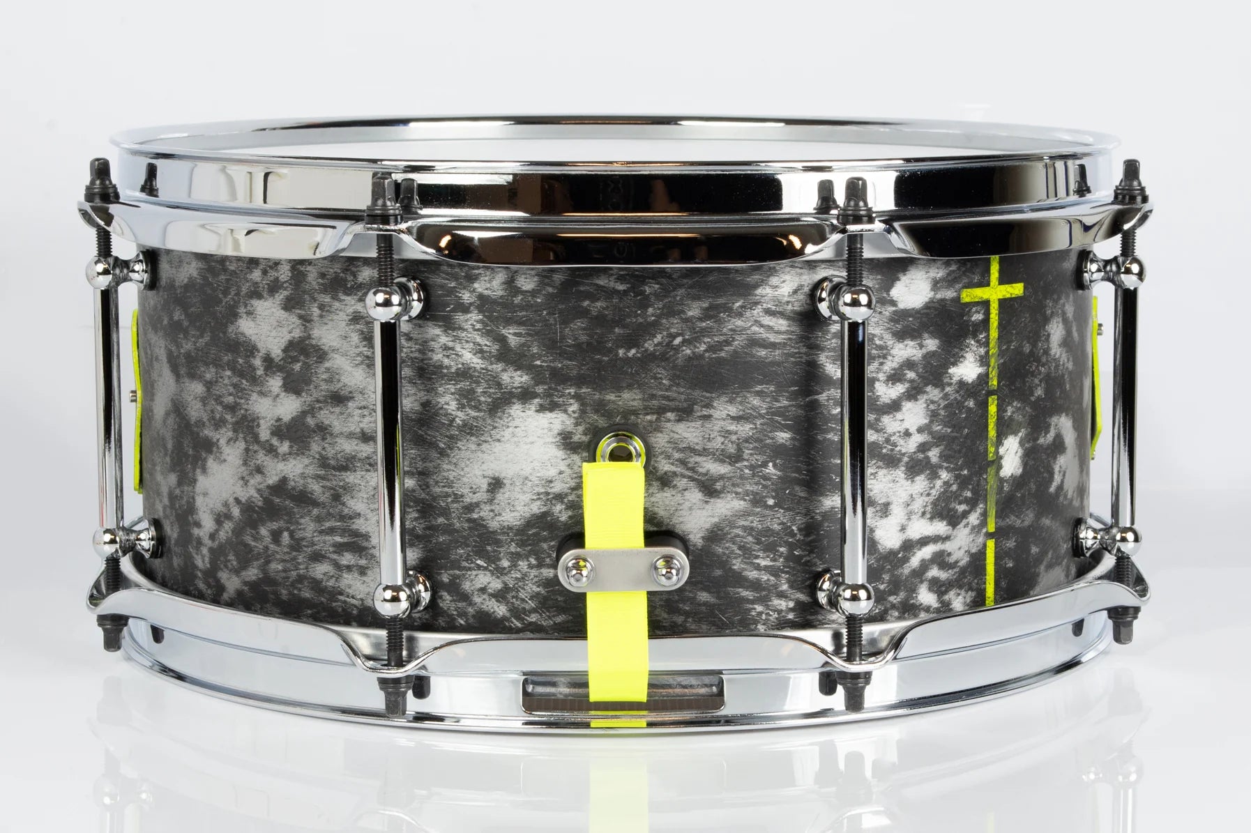 SJC Custom Drums Kevin 'Pacusn' Kaine x Knocked Loose Signature 'Suffocate' USA Snare Drum - 6x13" - Distressed Aluminum