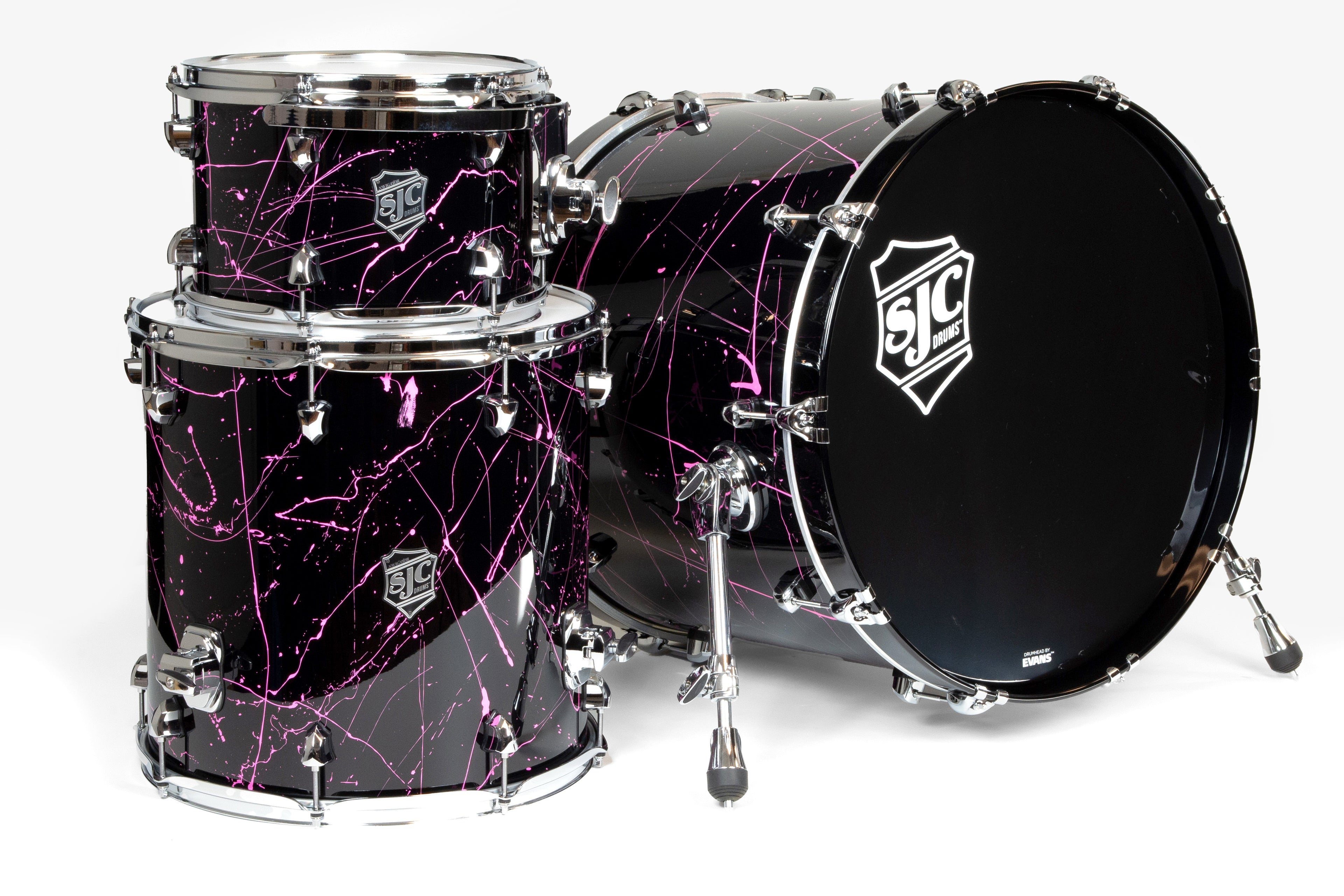 SJC Drums Navigator Series 22" 3-piece Shell Pack - Pink Splatter