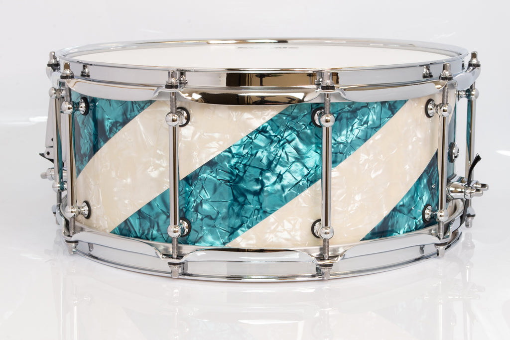 SJC Custom Drums 'The Barbershop' 4 Piece Shell Pack - Turquoise Pearl & Aged White Pearl 22"