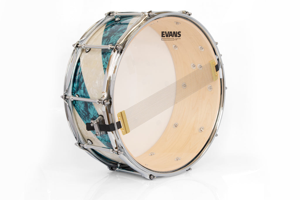 SJC Custom Drums 'The Barbershop' 4 Piece Shell Pack - Turquoise Pearl & Aged White Pearl 22"