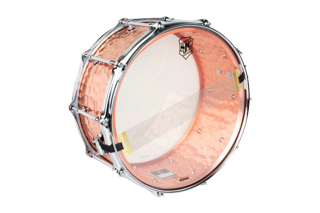 SJC Drums Alpha Hammered Copper Snare Drum - 6.5 x 14" - Polished