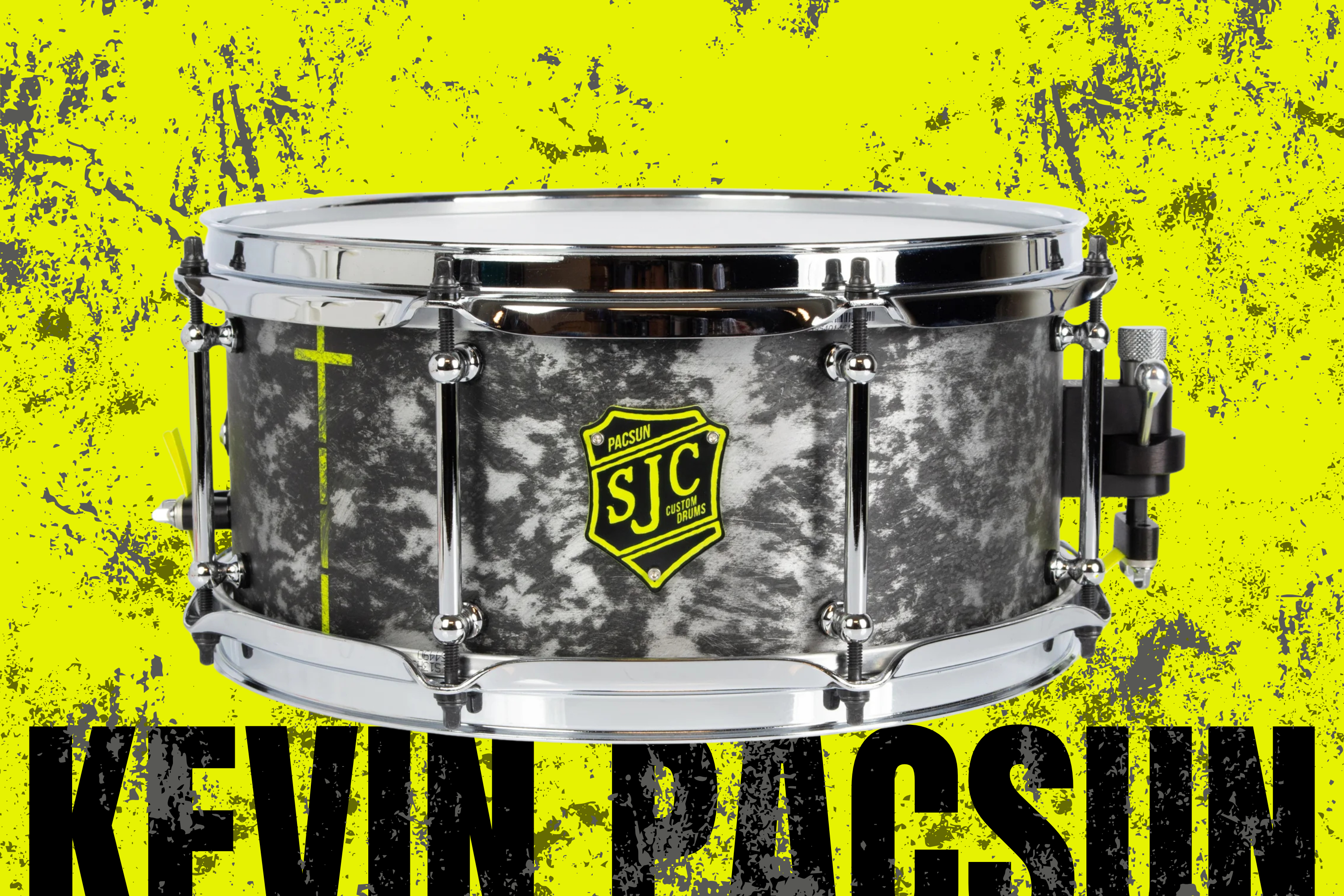 SJC Custom Drums Kevin 'Pacusn' Kaine x Knocked Loose Signature 'Suffocate' USA Snare Drum - 6x13" - Distressed Aluminum