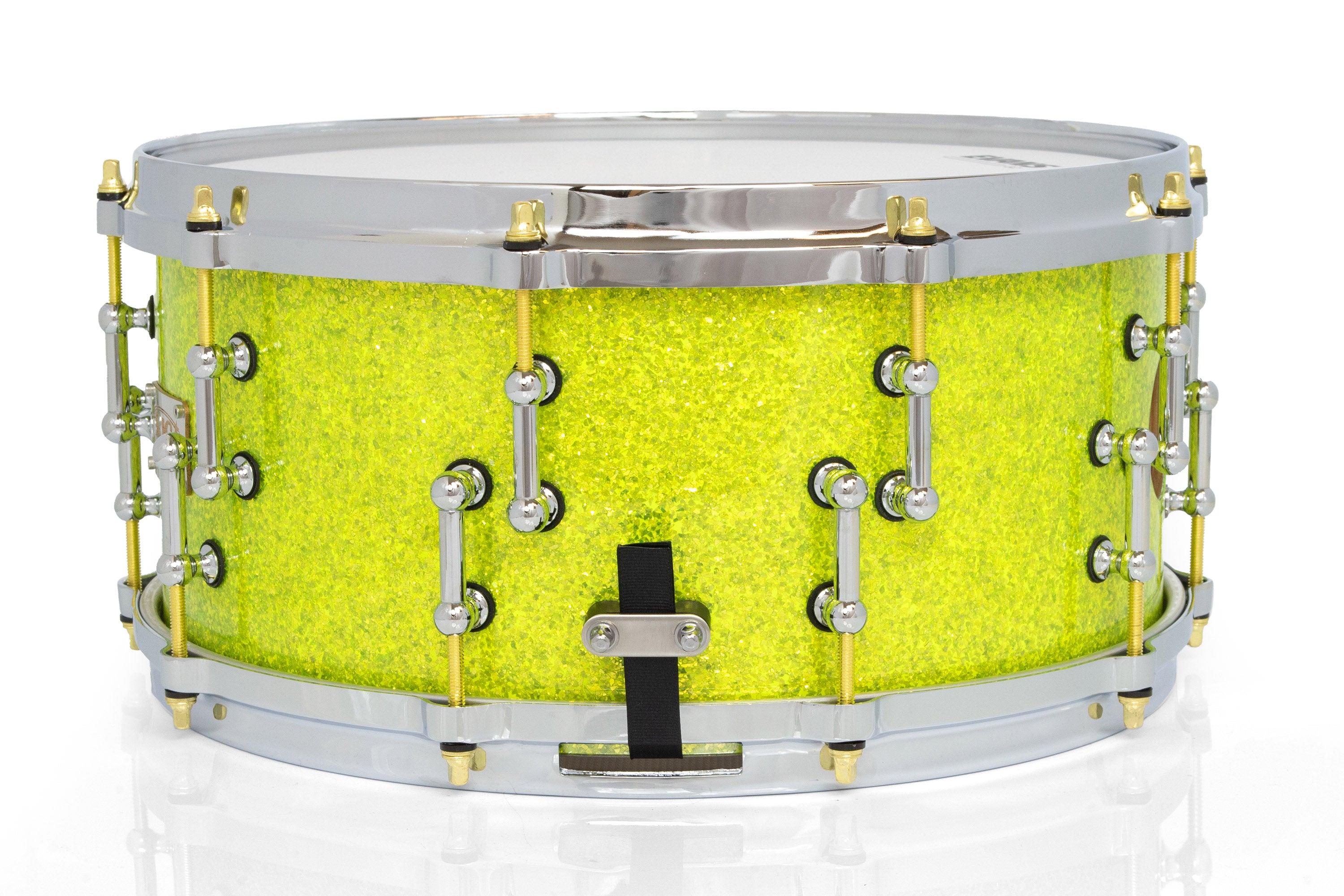 SJC Custom Drums XXV Anniversary 6.5x14" 25Ply Maple Snare Drum - Lime Glass Glitter