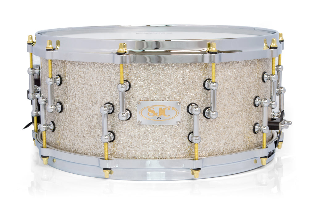 SJC Custom Drums XXV Anniversary 6.5x14" 25Ply Maple - Silver Glass Glitter