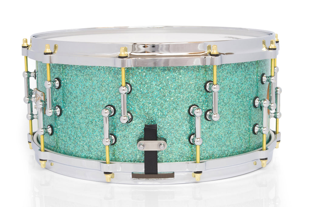 SJC Custom Drums XXV Anniversary 6.5x14" 25Ply Maple - Turquoise Glass Glitter