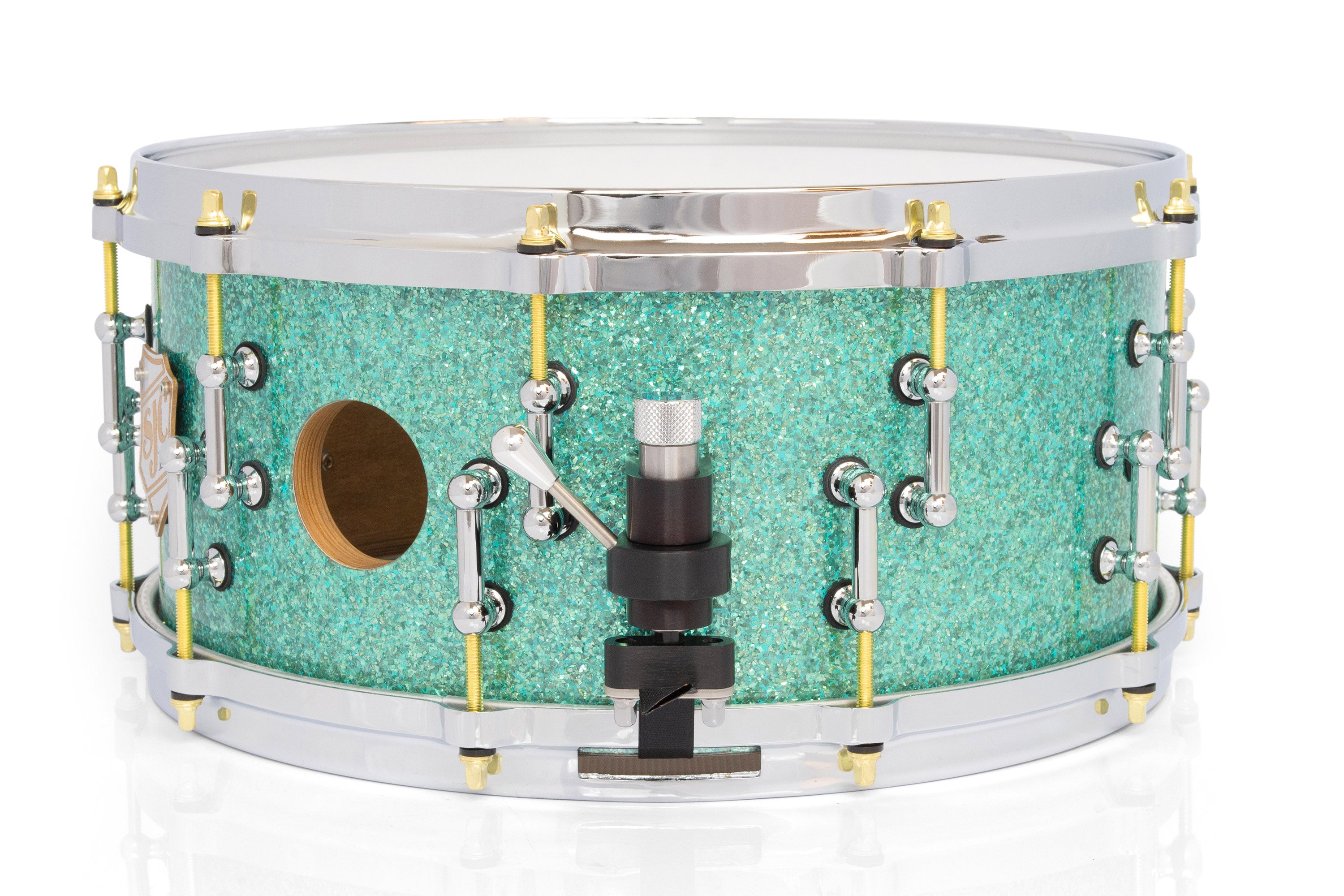 SJC Custom Drums XXV Anniversary 6.5x14" 25Ply Maple - Turquoise Glass Glitter