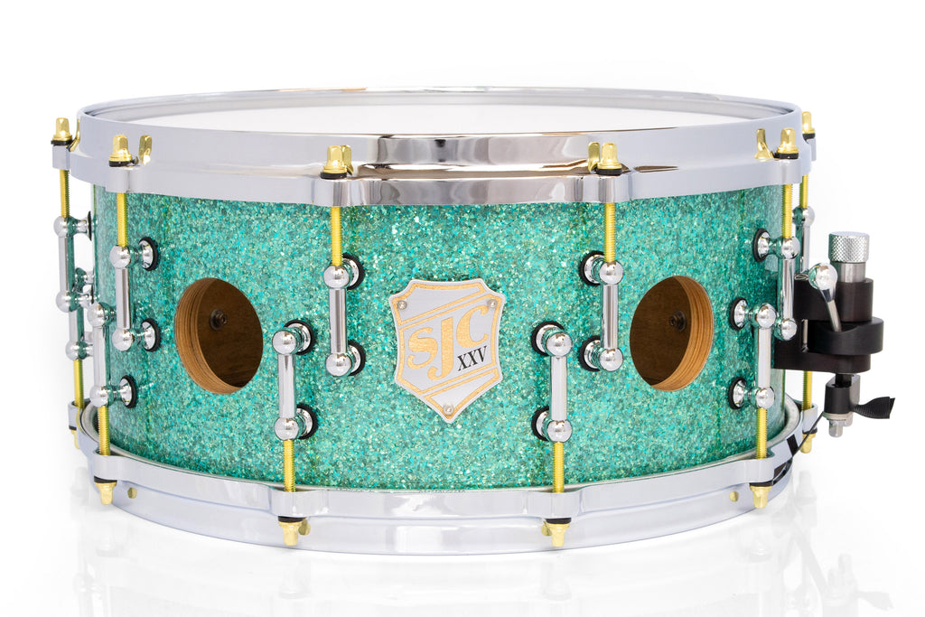 SJC Custom Drums XXV Anniversary 6.5x14" 25Ply Maple - Turquoise Glass Glitter